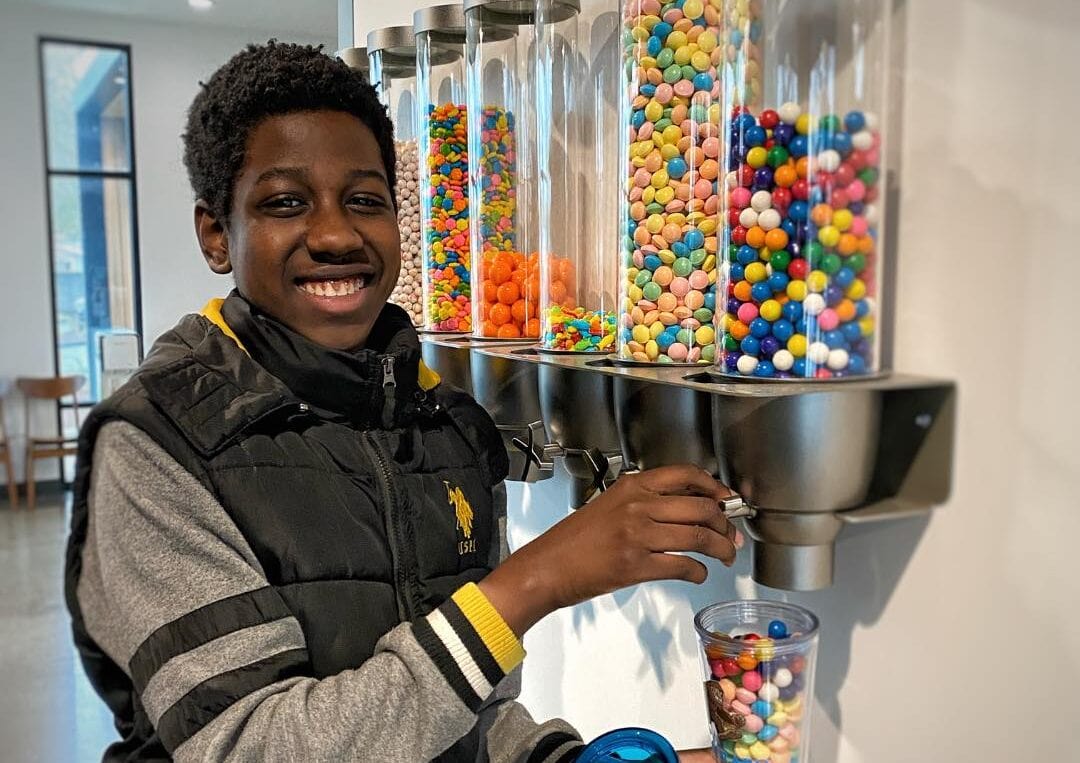 Boy taking candy
